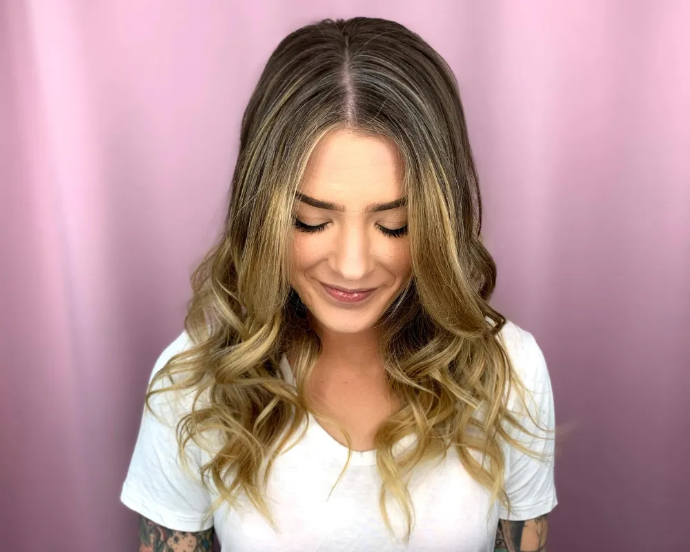light brown balayage on black hair